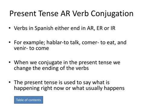 Ppt Present Tense Ar Verb Conjugation Powerpoint Presentation Free