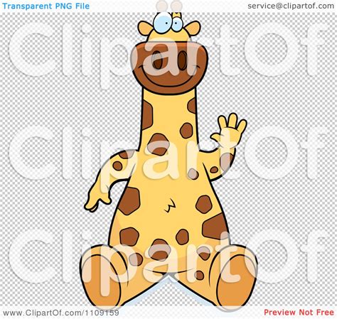 Clipart Giraffe Sitting And Waving Royalty Free Vector
