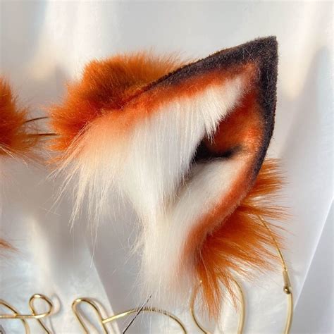 22in Red Brown Fox Tail Red Fox Ears Cosplay Animal Ears Plush Etsy