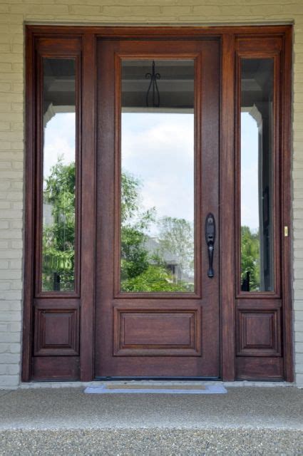 Wood And Glass Front Door With Sidelights Glass Designs