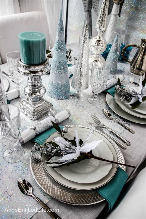 Winter Holiday Tablescape White Silver And Blue