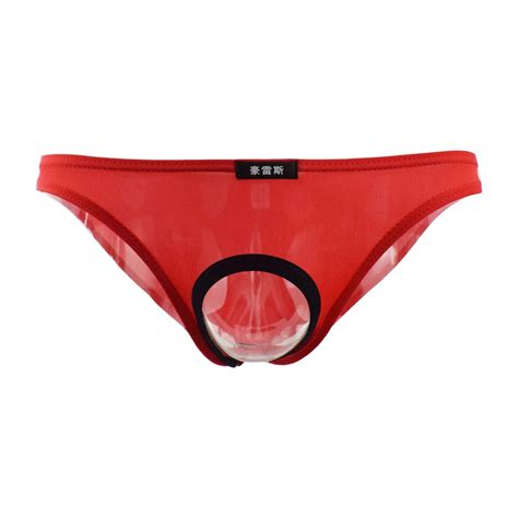 Sexy Gay Man Underwear Low Waisted Penis Pouch Hole Smooth Men Sexy Underwear Solid Slim Male