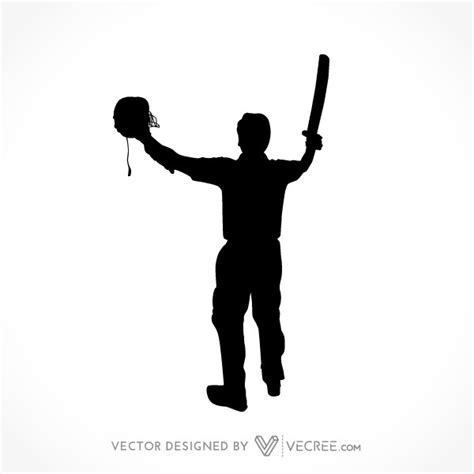 Sport Silhouette Cricket Batsman Celebrating Win Free Vector Free