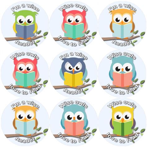 144 Reading Owls 30 Mm Reward Stickers For School Teachers Parents And