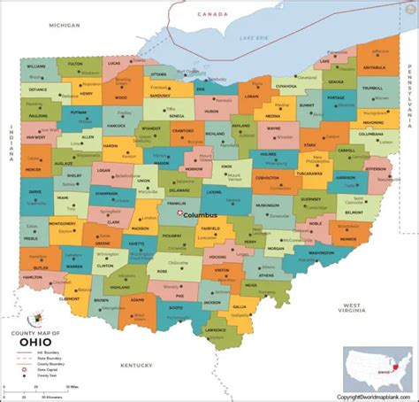 Labeled Map Of Ohio With Capital And Cities