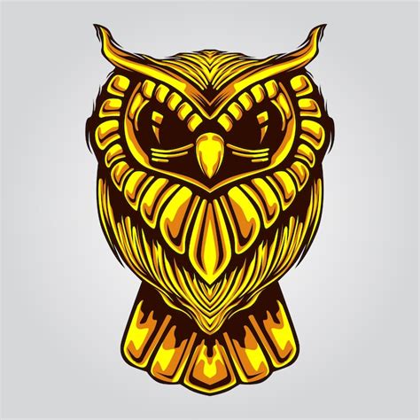 Gold Owl Artwork Illustration Vector Premium Download