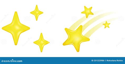 Shining And Shooting Stars Emoji Realistic Star Icon Isolated Vector