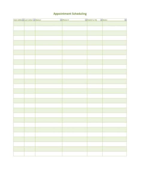 Appointment Sheet Template Word Sample Professional Template
