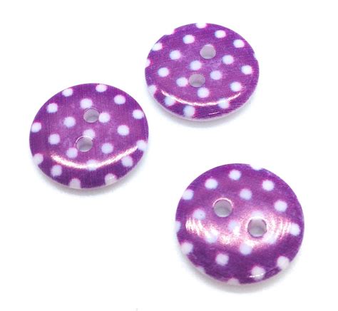 Resin Round Purple Polka Dot Buttons Listing Is For 10 Etsy