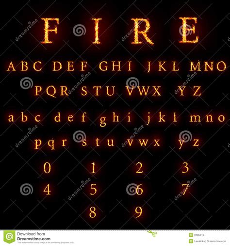 Archive of freely downloadable fonts. Fiery font collection stock illustration. Illustration of ...