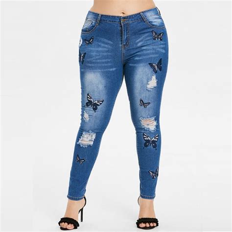 New Ripped Hole Fashion Jeans Women High Waist Skinny Pencil Denim