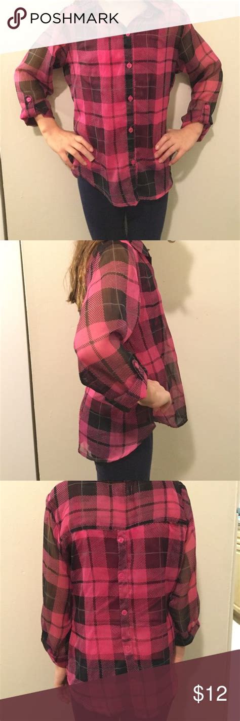 Cute Sheer Flannel Top Flannel Tops Clothes Design Junior Blouses