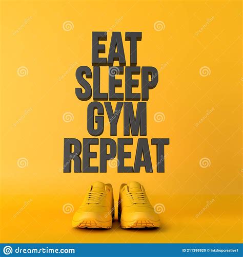 eat sleep gym repeat motivational workout fitness phrase 3d rendering stock illustration