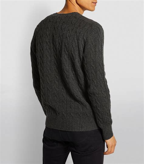 Ralph Lauren Grey Wool Cashmere Cable Knit Sweater Harrods Uk