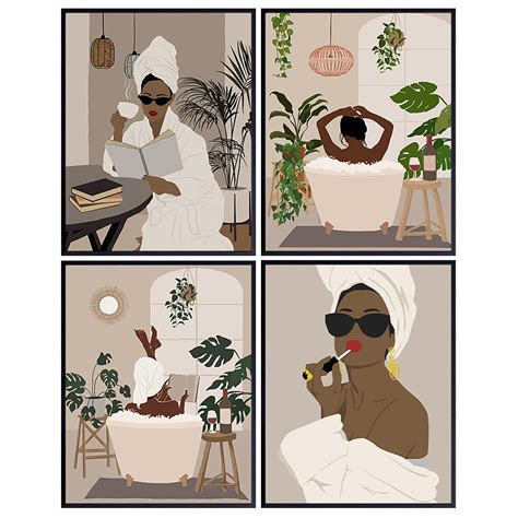 Buy Black Art African American Bathroom Decor African American Women Woman Afro Wall Art