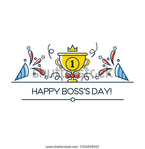 Happy Bosss Day Greeting Card Linear Stock Vector Royalty Free 1326458501