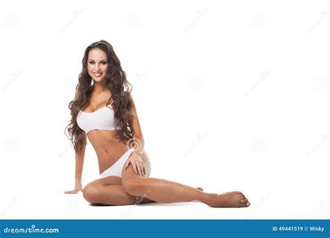 Smiling Beautiful Brunette With Perfect Body Stock Image Image Of