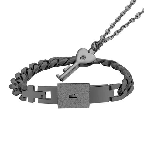 Engraved Real Lock And Key Bracelet Necklace Christmas T For 2