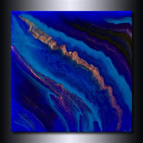 Original Painting Cobalt Blue Abstract 6x6 Blue Art Painting Purple
