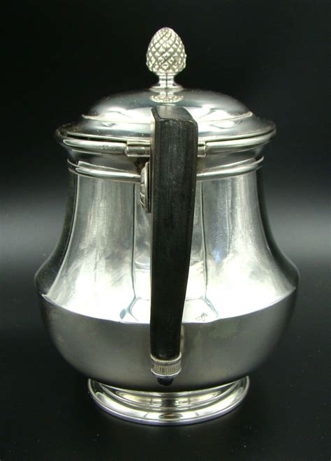 19th Century French Christofle Silver Plate Teapot Tea Pot With Ebony