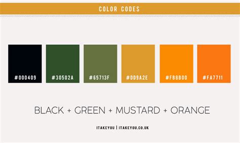 Black Green Orange And Mustard Yellow Color Scheme Color Palette 33