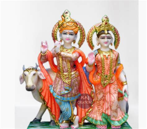 White Painted Marble Lord Radhe Krishna Statue For Worship Size