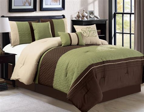 Empire Home 7 Piece Elegant Sage And Brown Carolina Embossed Solid