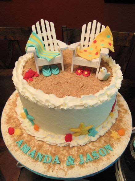 Cupcakes also work well for a beach themed wedding, you can go with traditional and have them decorated in white fondant icing and then topped with a. Beach Theme Wedding Shower Cake & Cupcakes | Beach themed ...