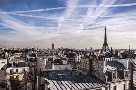 Paris Eiffel Tower Roof Sky France Landscape Romantic City