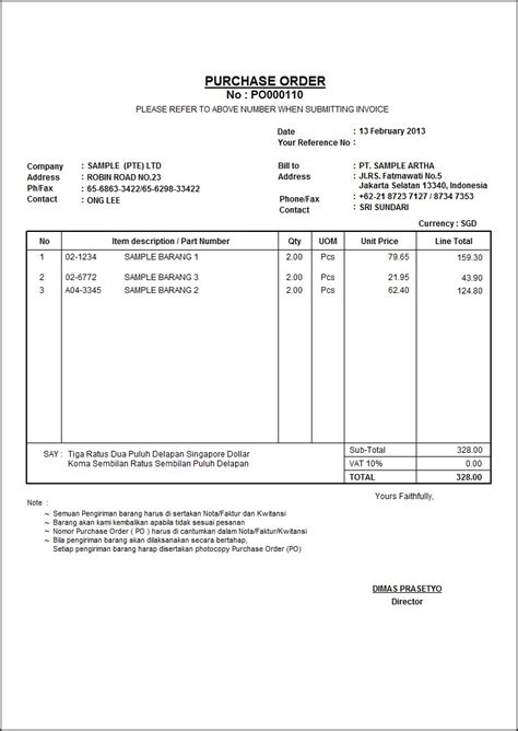 Contoh Purchase Order Dan Apa Sih Perbedaannya Dengan Invoice Images