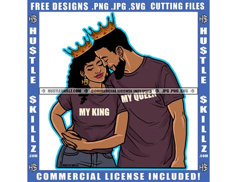 Black Couple Man Woman Beard My King My Queen Crown T Shirt Etsy