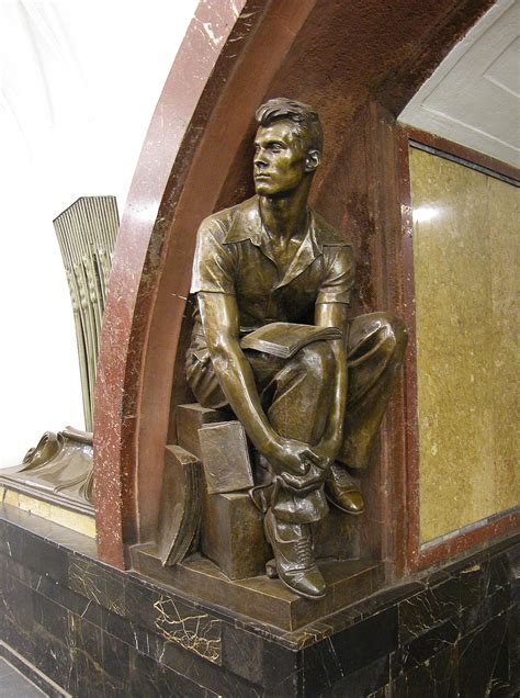 cccp sculpture at ploshchad revolyutsii a station of the moscow metro in the tverskoy