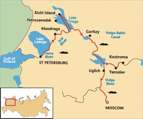 Volga River Map From St Peterbourg To Moscow Russia Russia Map