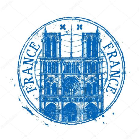France Vector Logo Design Template Shabby Stamp Or Notre Dame De Paris