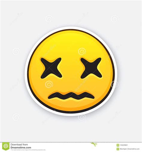Sticker Of Emoticon With Cross Eyes For Expressing Emotion Of Death