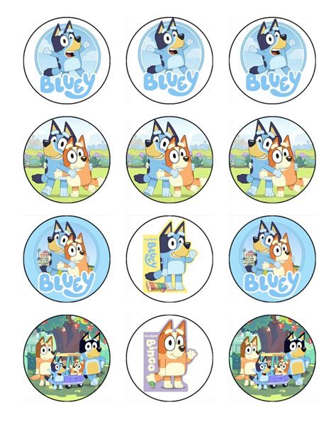 Bluey Themed Birthday Party Printable Cupcake Topper Instant Download