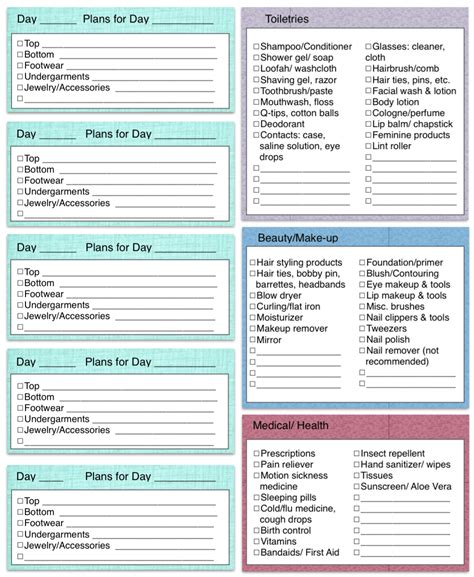 Free Printable Master Vacation Packing List And Clothing Planner ~ The