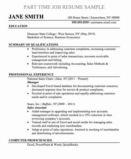 Browse and download our professional resume examples to help you properly present your skills, education check out our samples for a better idea of what makes a solid customer service resume and find out what when you're part of an industry where other peoples' lives are in your hands, you. Basic Resume Examples For Part Time Jobs - Paycheck Stubs