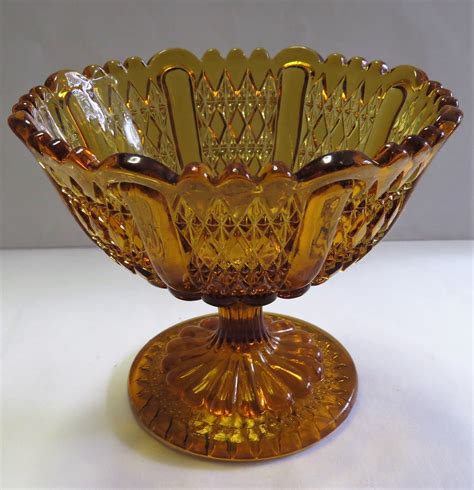 Pressed Amber Glass Footed Bowl Compote Collectors Weekly