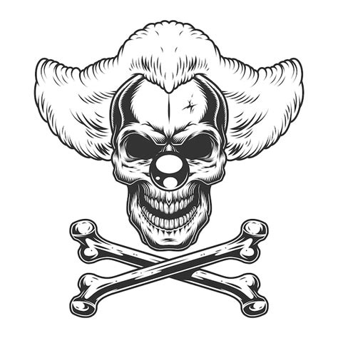 Free Vector Vintage Monochrome Scary Evil Clown Skull
