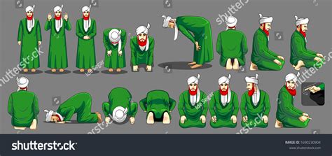 Complete Hanafi Salah Prayer Men Stock Vector Royalty Free 1690230904
