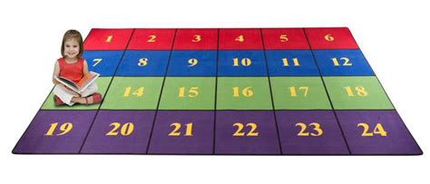 Classroom Seating Rug With 24 Squares Bright