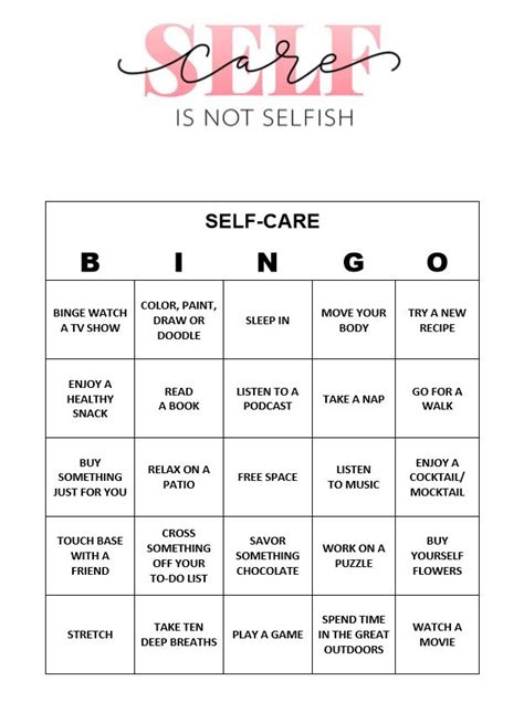 free printable self care bingo rko ideas galore by karen