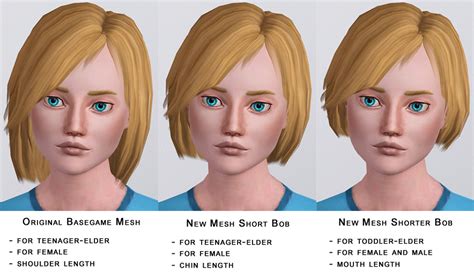 Mod The Sims Shorter Bob For Male And Female All Ages