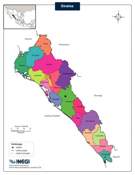 Mapa Del Estado De Sinaloa Con Municipios Mapas Para Descargar E