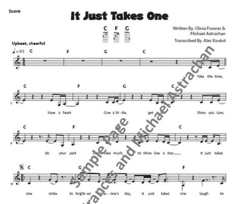 It Just Takes One Sheet Music — Olivia Frances