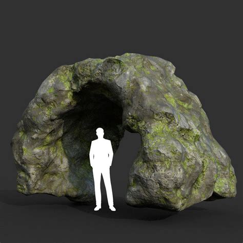 Low Poly Cave Modular Mossy Rock Casual07m 3d Asset