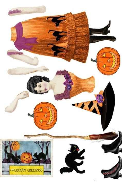 Paper Doll Pattern Halloween Printables Halloween Paper Vintage