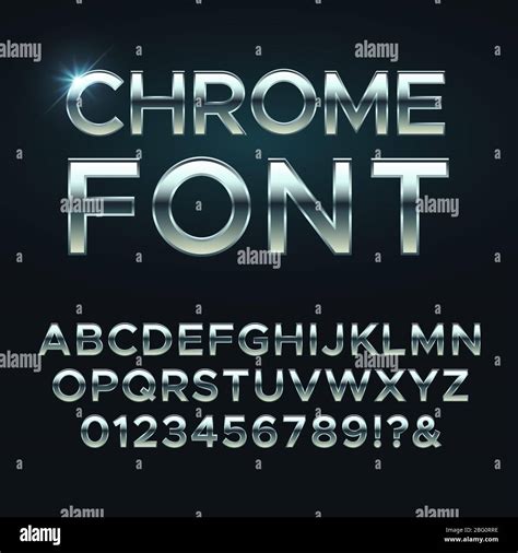 Chrome Metal Vector Font Steel Metallic Alphabet Letters Alphabet
