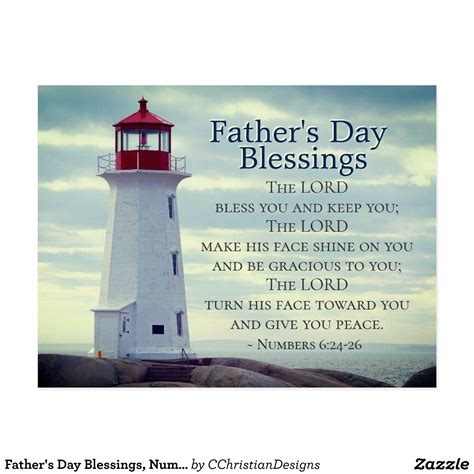 Fathers Day Blessings Numbers 624 Lighthouse Postcard Zazzle